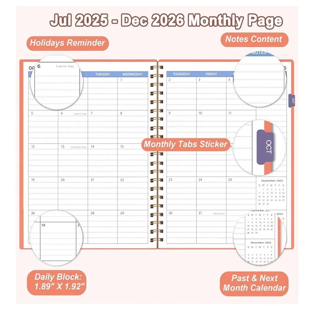 Coral Monthly Planner 2025-2026